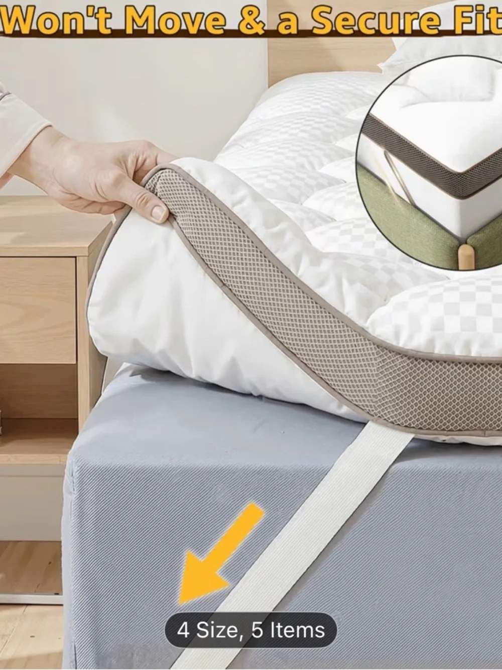 Plush Bamboo-Print Mattress Topper - White